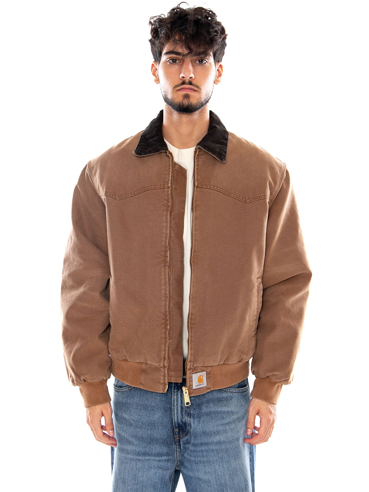 OG SANTA FE JACKET TOBACCO STONE CANVAS - Giacca Uomo Marrone I037056 3XA4O CARHARTT WIP 