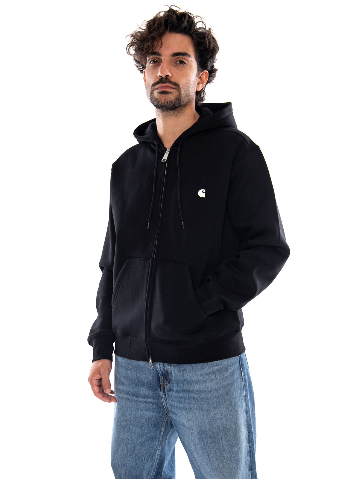 Hooded Mack Jacket Black / Wax - Felpa con Cappuccio e Zip Uomo Nera I037102 K02XX CARHARTT WIP 