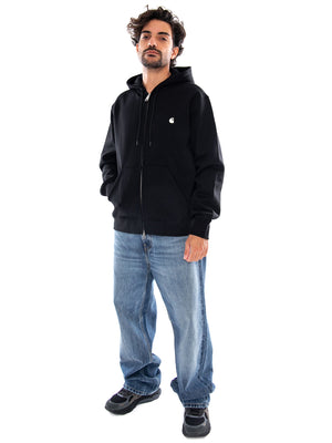 Hooded Mack Jacket Black / Wax - Felpa con Cappuccio e Zip Uomo Nera I037102 K02XX CARHARTT WIP 