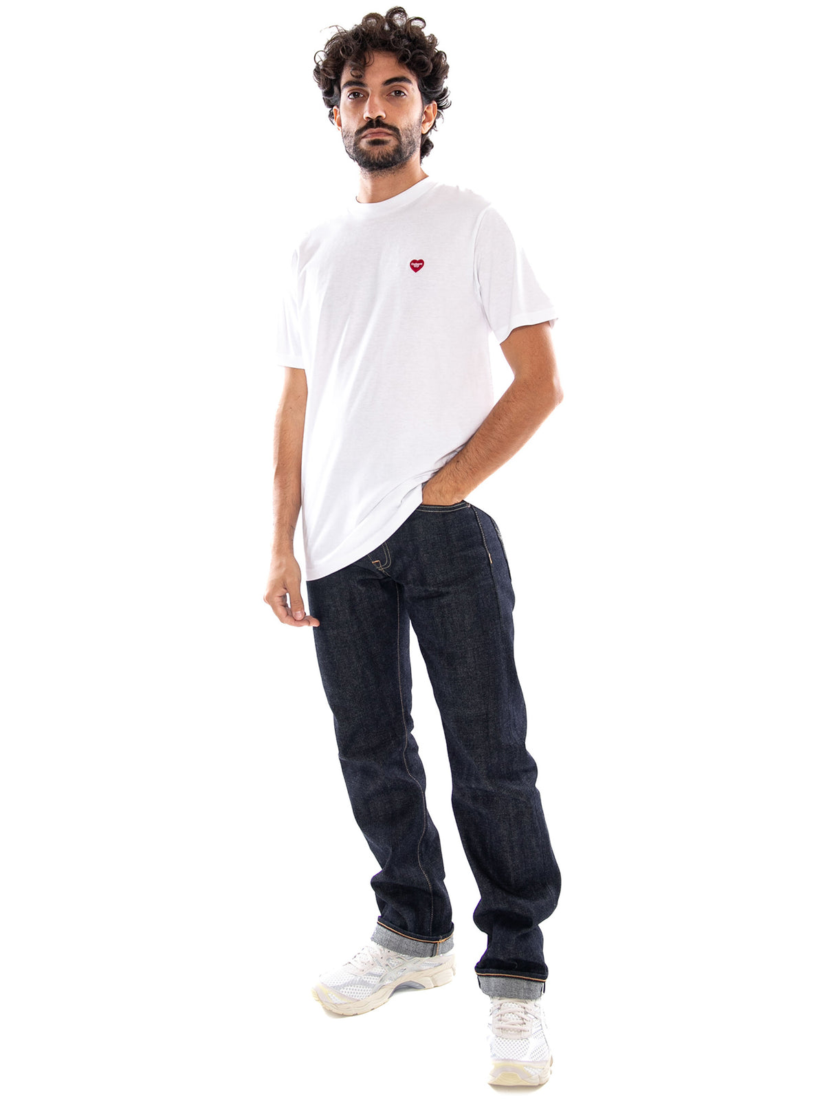 Carhartt WIP S/S Small Heart T-Shirt White/Red - T-Shirt Uomo Bianca/Rossa<BR/><BR/> I037116 1WZXX CARHARTT WIP 