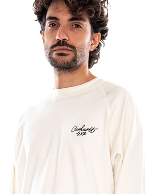 L/S Signature Rib T-Shirt Wax / Black - Maglietta Girocollo Uomo Beige / Nera I037121 0D3XX CARHARTT WIP 