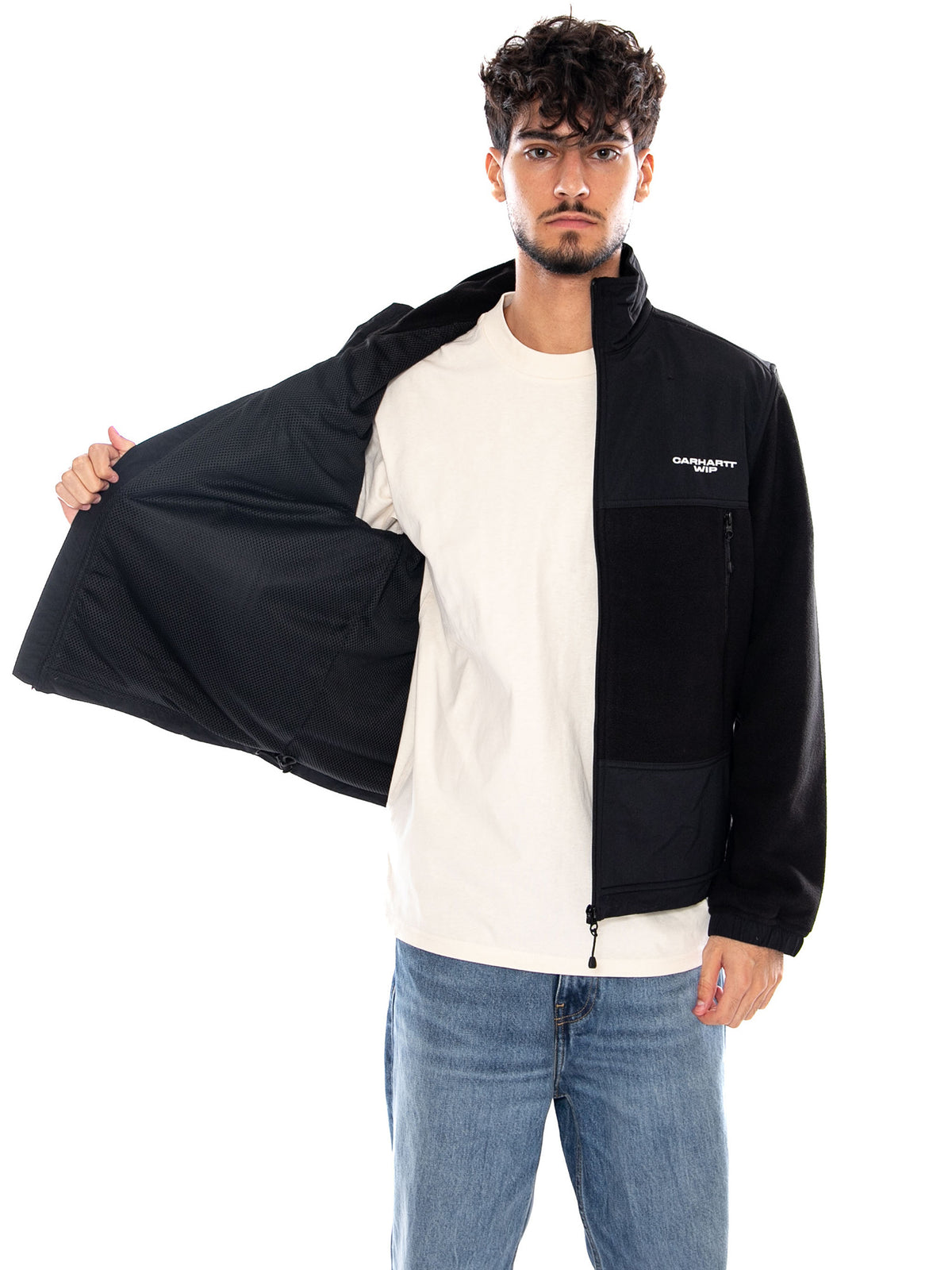 EDMORE JACKET BLACK / WHITE - Giacca Uomo Nera I037138 0D2XX CARHARTT WIP 