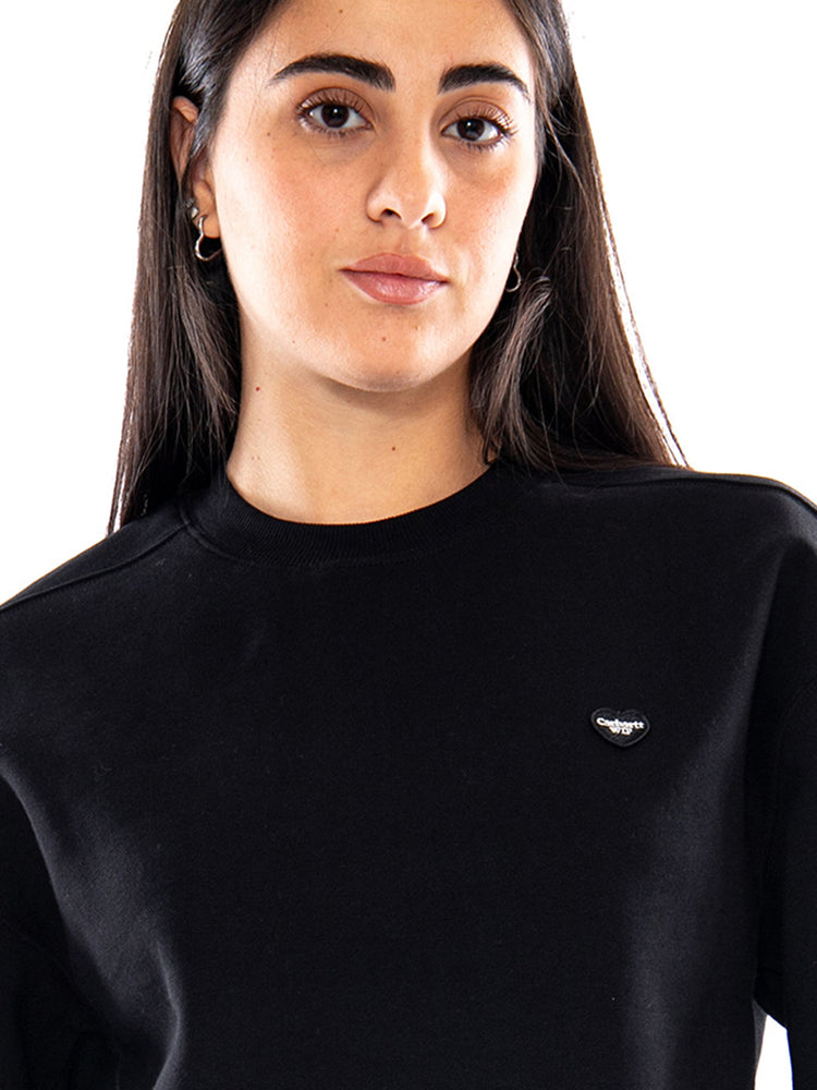 W' Small Heart Patch Sweat Black / Black - Felpa Donna Nera Carhartt WIP I037150 00EXX CARHARTT WIP 