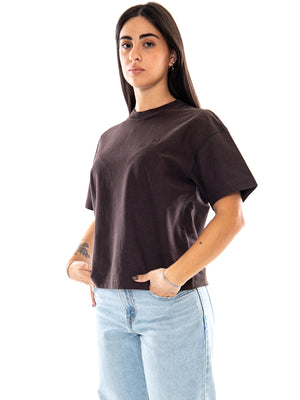 Carhartt WIP W' S/S Lambert T-Shirt Tobacco Moon Wash - T-shirt Donna Marrone I037169 47FQ CARHARTT WIP 
