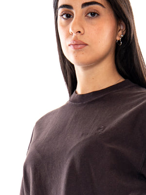 Carhartt WIP W' S/S Lambert T-Shirt Tobacco Moon Wash - T-shirt Donna Marrone I037169 47FQ CARHARTT WIP 