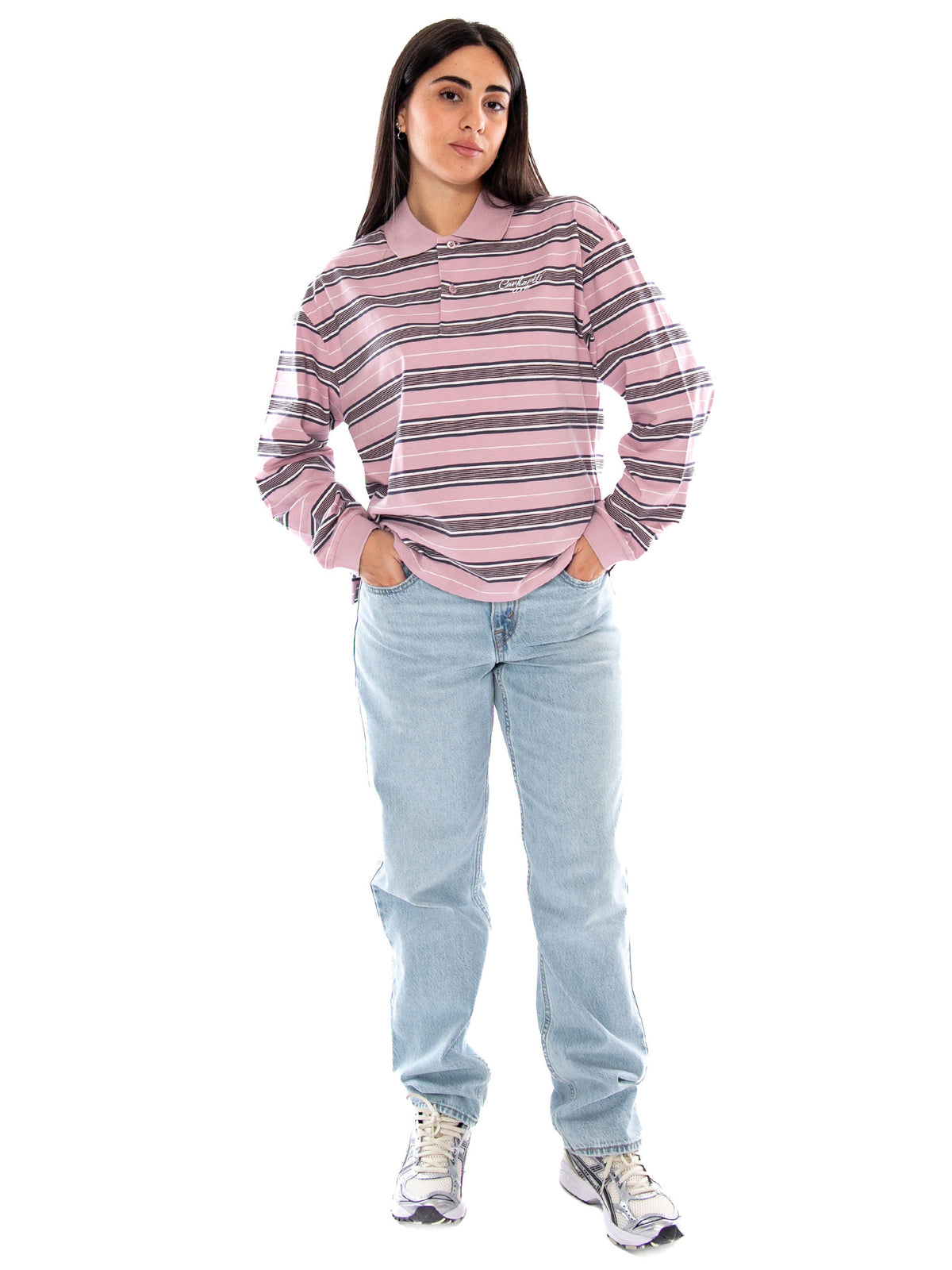 Carhartt WIP W' L/S Bronson Polo Hortensia - Polo Donna Muticolore I037172 3UGXX CARHARTT WIP 