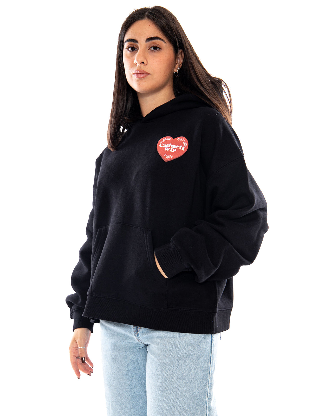 Carhartt WIP W' Hooded Hartt Case Sweat Black - Felpa Donna Nera<BR/><BR/> I037243 89XX CARHARTT WIP 