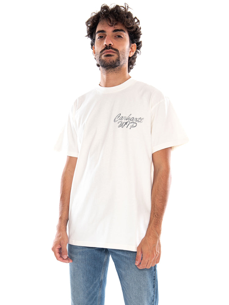 S/S Hatching Script T-Shirt Wax Garment Dyed - Maglietta Girocollo Uomo Beige I037258 D6GD CARHARTT WIP 
