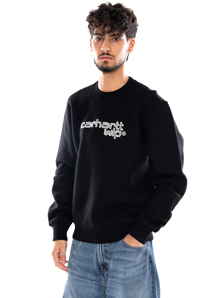 WIRELESS SWEAT BLACK / WHITE - Felpa Girocollo Uomo Nera I037279 K02XX CARHARTT WIP 