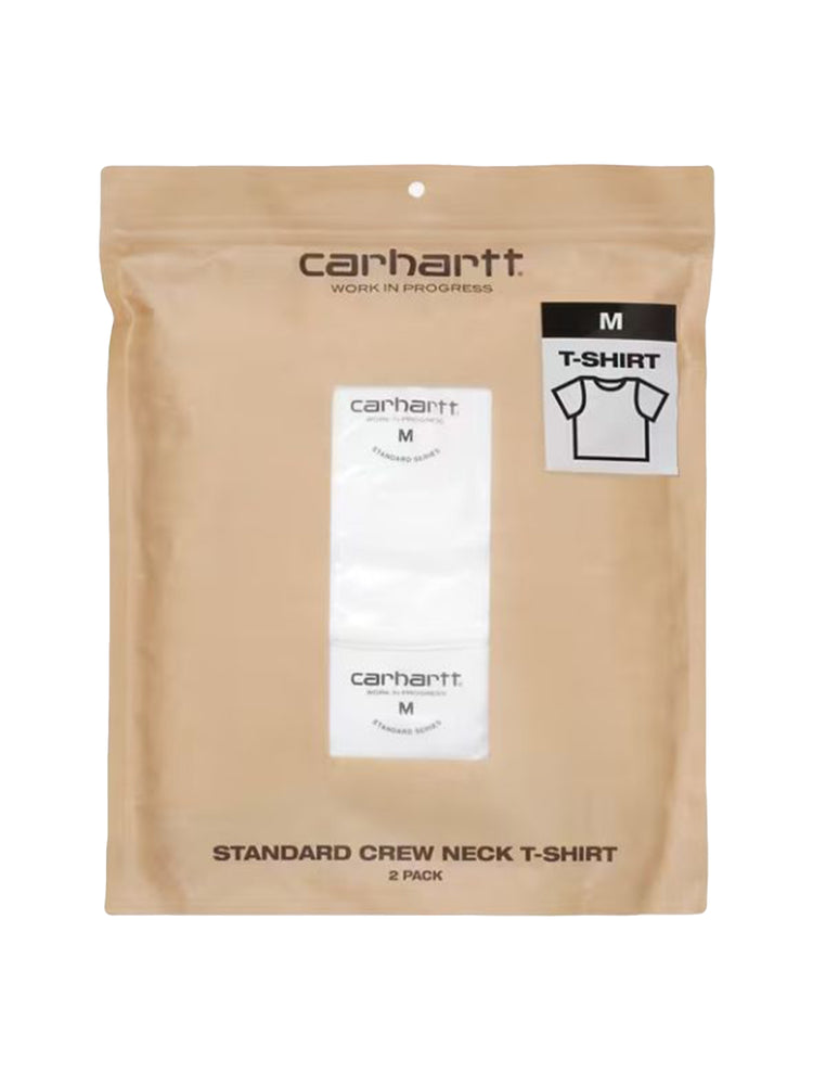 CARHARTT WIP STANDARD CREW NECK 2 PACK T-SHIRT WHITE / WHITE - Set da Due Magliette Girocollo Uomo Bianche I037601 931XX CARHARTT WIP 