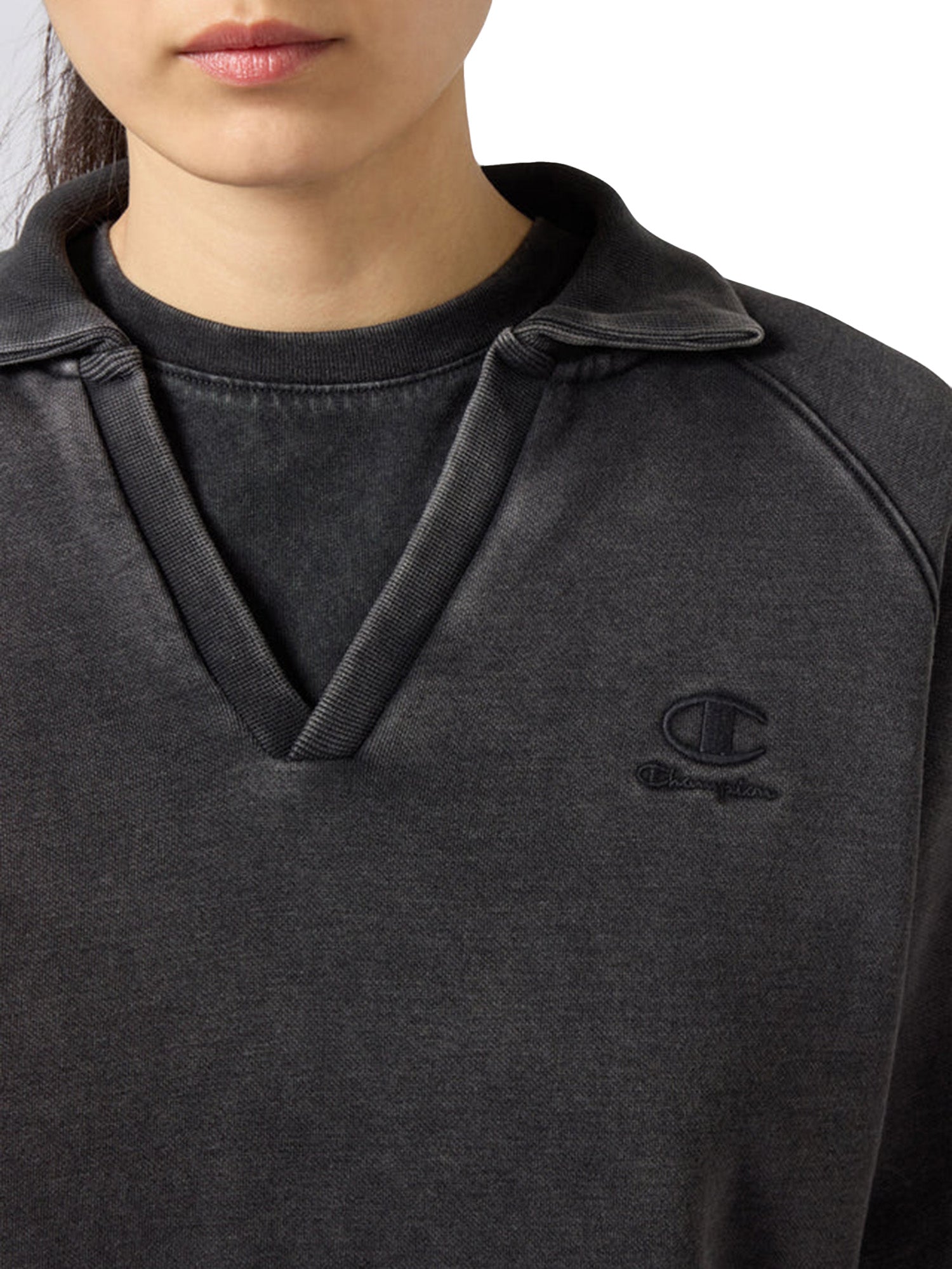 POLO NECK SWEATSHIRT BLACK - Polo Felpa Donna Nera 118366 KK001 CHAMPION 