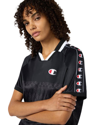 BICOLOUR V-NECK T-SHIRT BLACK - Maglietta Collo a V Donna Nera 118371 KL001 CHAMPION 