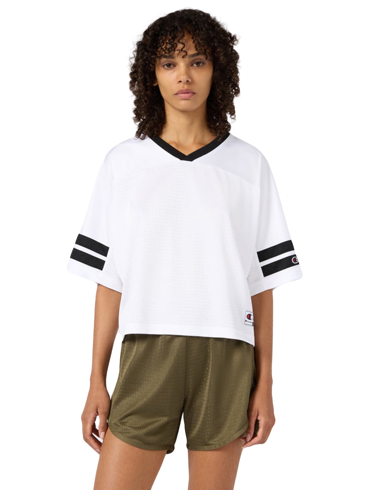 V-NECK T-SHIRT WHITE - Maglietta Collo a V Donna Bianca 118461 WW001 CHAMPION 