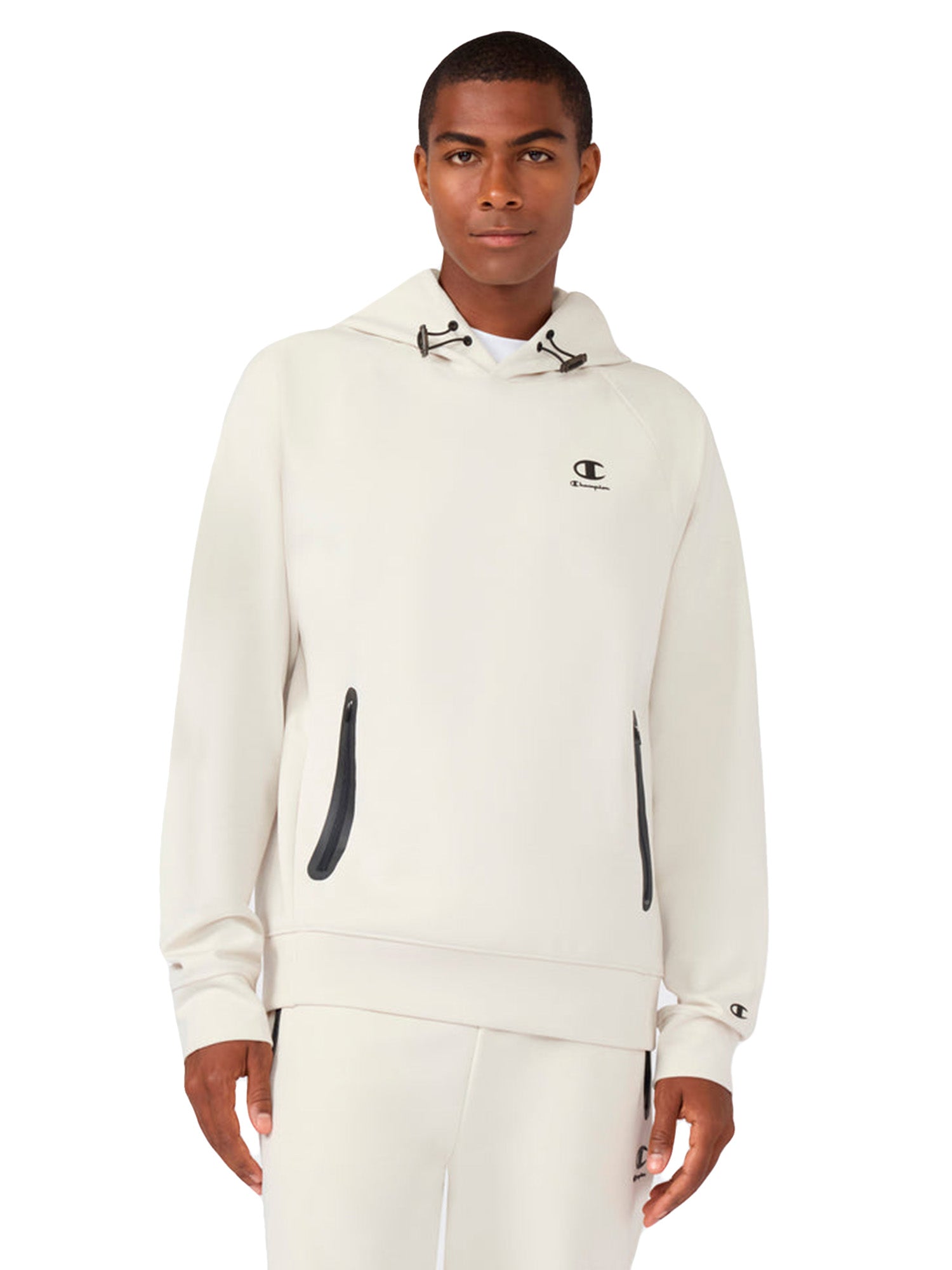 HOODED SWEATSHIRT IVORY - Felpa con Cappuccio Uomo Beige 221349 WW056 CHAMPION 