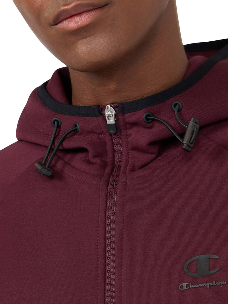 HOODED FULL ZIP SWEATSHIRT NEW MAROON - Felpa con Cappuccio e Zip Uomo Bordeaux 221350 RS522 CHAMPION 