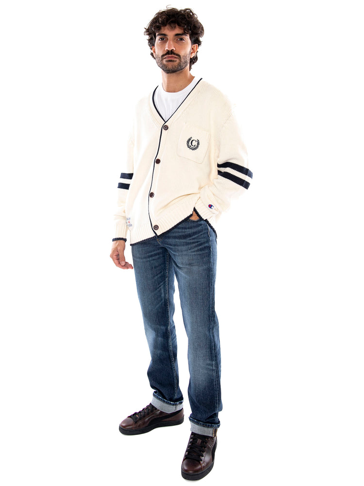Champion Cardigan WSW/NNY - Cardigan Uomo Bianco e Blu Navy 223497 WW034 CHAMPION 