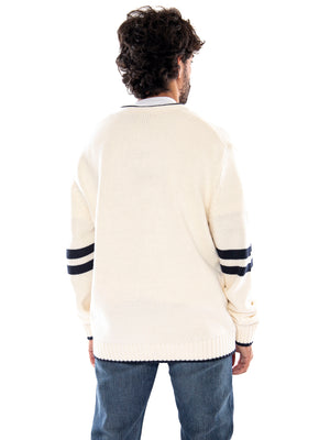 Champion Cardigan WSW/NNY - Cardigan Uomo Bianco e Blu Navy 223497 WW034 CHAMPION 