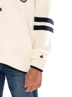 Champion Cardigan WSW/NNY - Cardigan Uomo Bianco e Blu Navy 223497 WW034 CHAMPION 