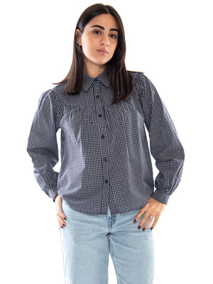Compañía Fantástica Camisa 100% Algodón con Estampado de Cuadros Navy Blue - Camicia Donna a Quadri Blu Navy 64C/11177 NVB COMPANIA FANTASTICA 