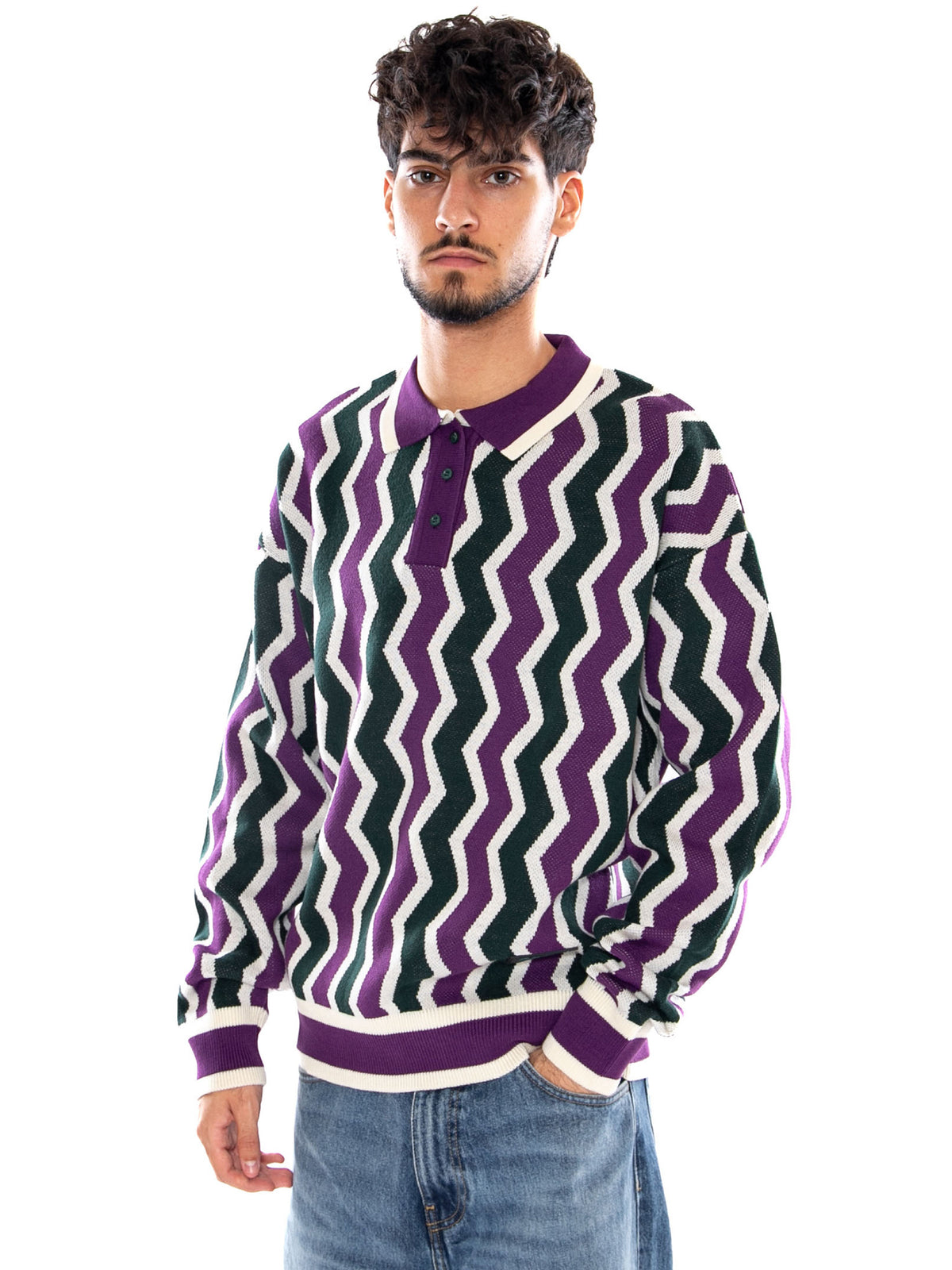 CHEVRON POLO SWEATER BLACK - Maglione Polo Multicolor SV1248 KK DOLLY NOIRE 
