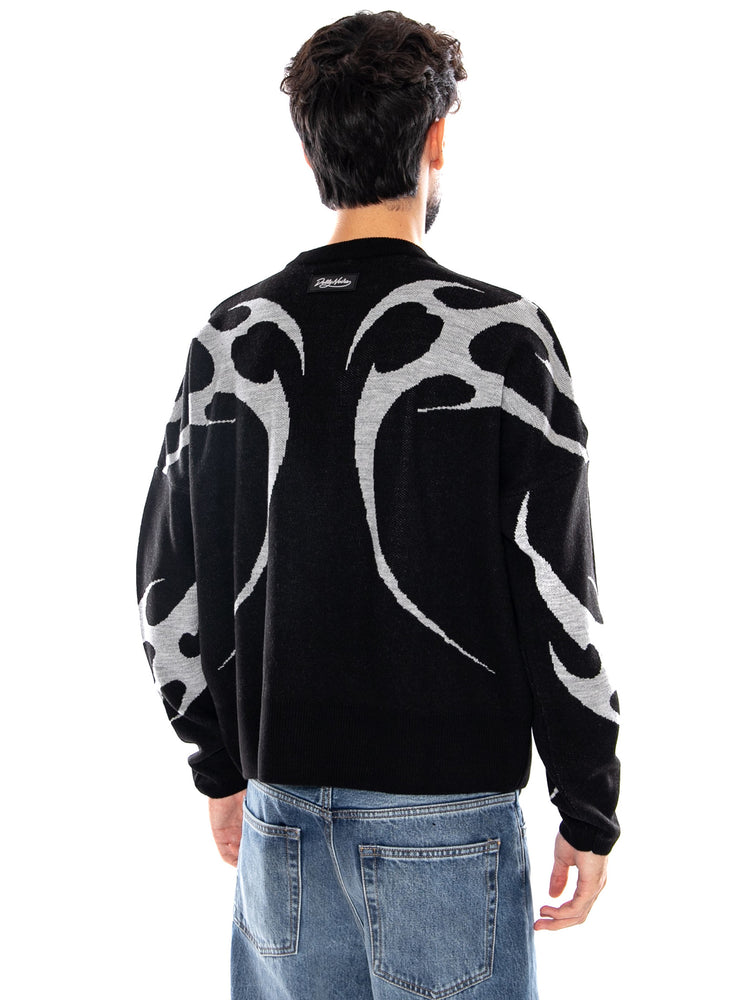 SPIKES BOXY SWEATER BLACK - Maglione Uomo Nero SV1259 KJ DOLLY NOIRE 