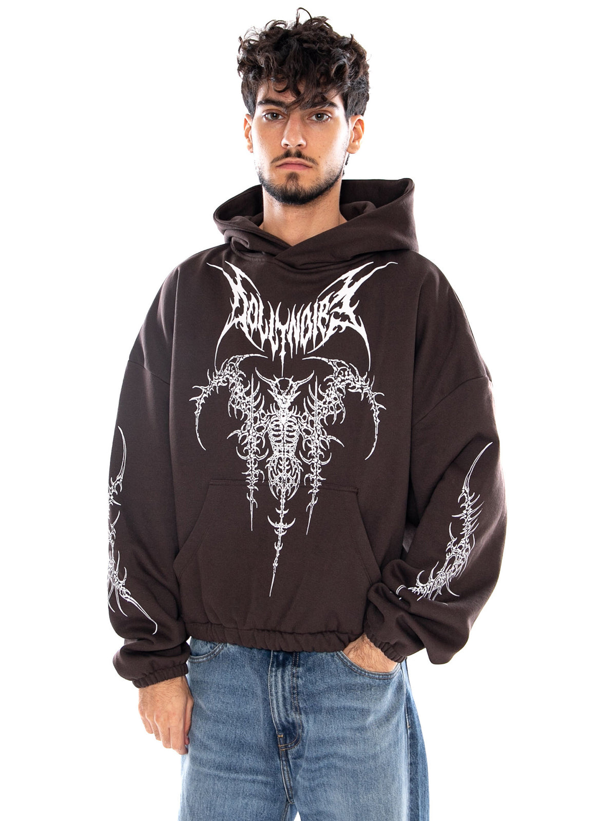 THE GUARDIAN BOXY HOODIE IRON GATE COFFEE BEAN - Felpa con Cappuccio Uomo Marrone SW1311 S4-04 DOLLY NOIRE 