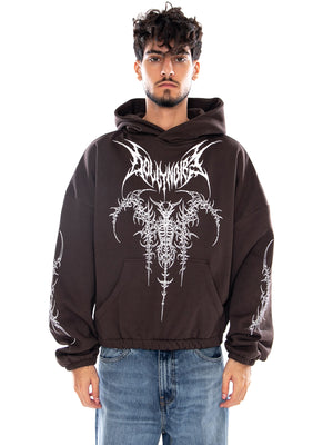 THE GUARDIAN BOXY HOODIE IRON GATE COFFEE BEAN - Felpa con Cappuccio Uomo Marrone SW1311 S4-04 DOLLY NOIRE 