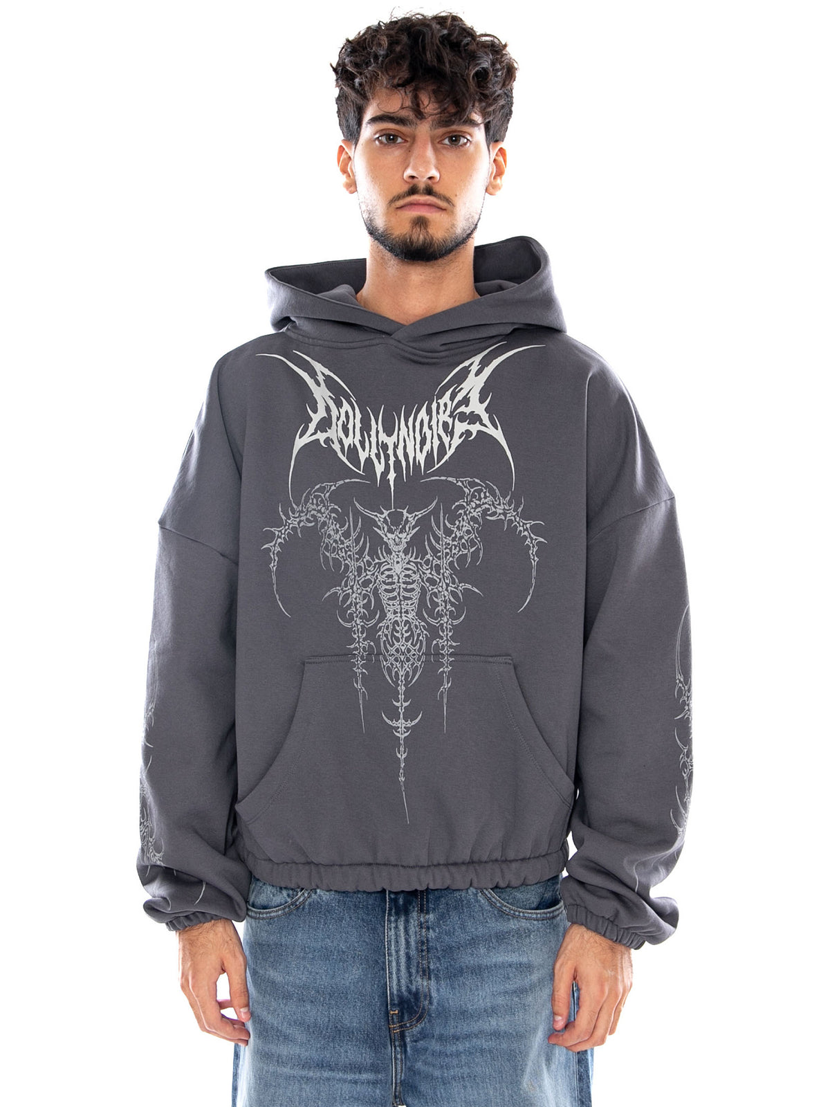 THE GUARDIAN BOXY HOODIE IRON GATE - Felpa con Cappuccio Uomo Grigia SW1311 S4 DOLLY NOIRE 