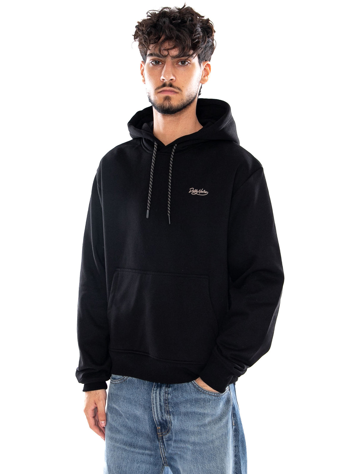 ASSO DI BASTONI HOODIE BLACK - Felpa con Cappuccio Uomo Nera SW919 GQ DOLLY NOIRE 