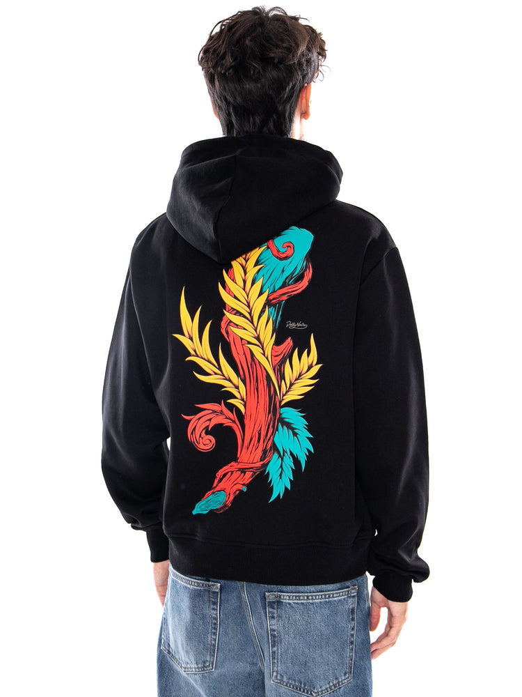ASSO DI BASTONI HOODIE BLACK - Felpa con Cappuccio Uomo Nera SW919 GQ DOLLY NOIRE 