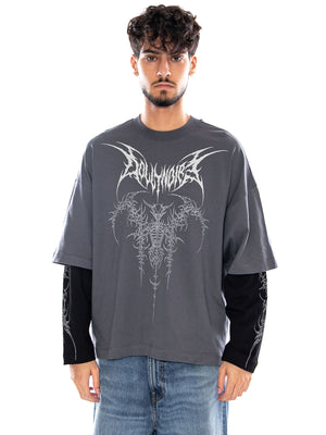 THE GUARDIAN DOUBLE SLEEVE OVER IRON GAT - Maglietta Girocollo Uomo Grigia TS1311 T3 DOLLY NOIRE 