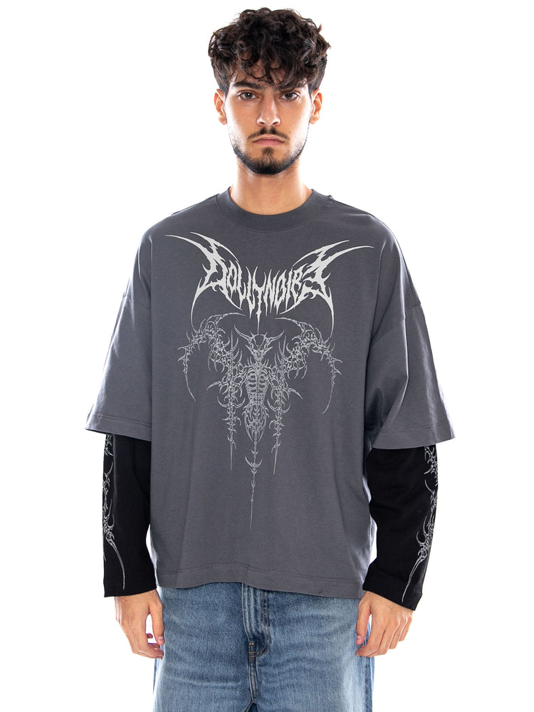 THE GUARDIAN DOUBLE SLEEVE OVER IRON GAT - Maglietta Girocollo Uomo Grigia TS1311 T3 DOLLY NOIRE 
