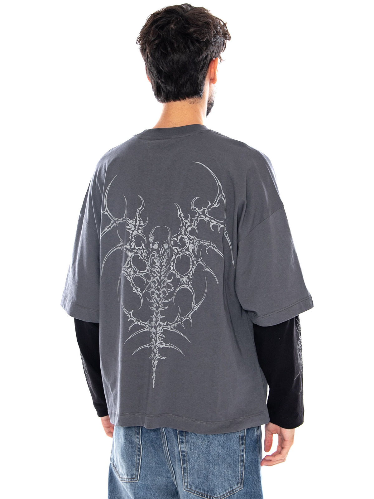 THE GUARDIAN DOUBLE SLEEVE OVER IRON GAT - Maglietta Girocollo Uomo Grigia TS1311 T3 DOLLY NOIRE 