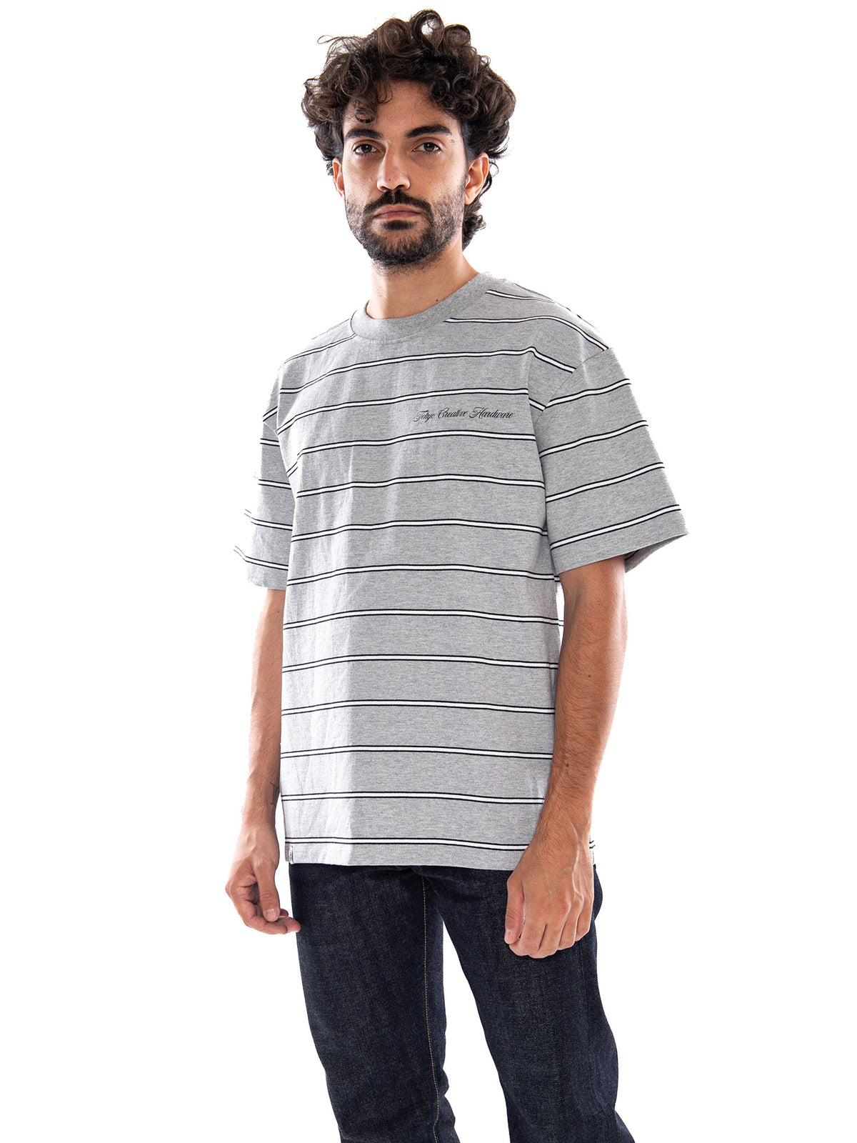 Edwin Bolton TS Grey Marl / White - T-shirt Uomo Grigia I035000 3RW.67 EDWIN 