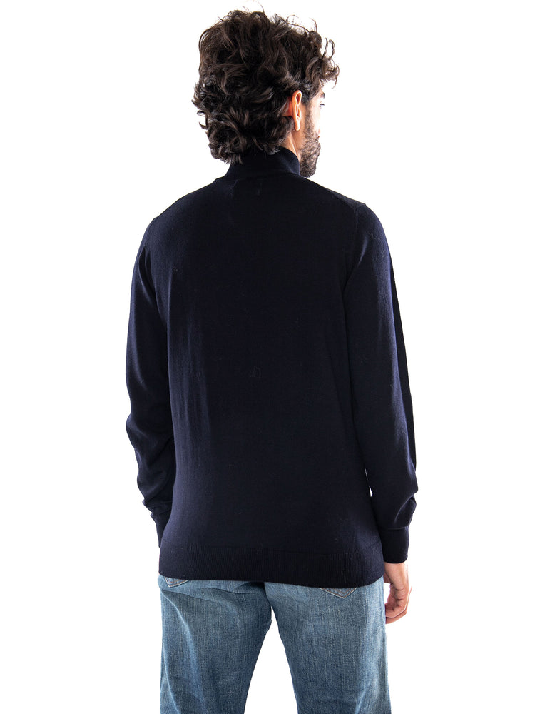 Farah Redchurch Merino Wool 1/4 Zip Navy - Maglione Uomo in Lana Merino Blu Navy F4KF9082 NVY FARAH 