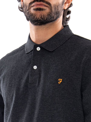 Farah Cunningham L/S Polo WB Marl - Polo Uomo a Maniche Lunghe Grigia Mélange F4KFG015 WBM FARAH 