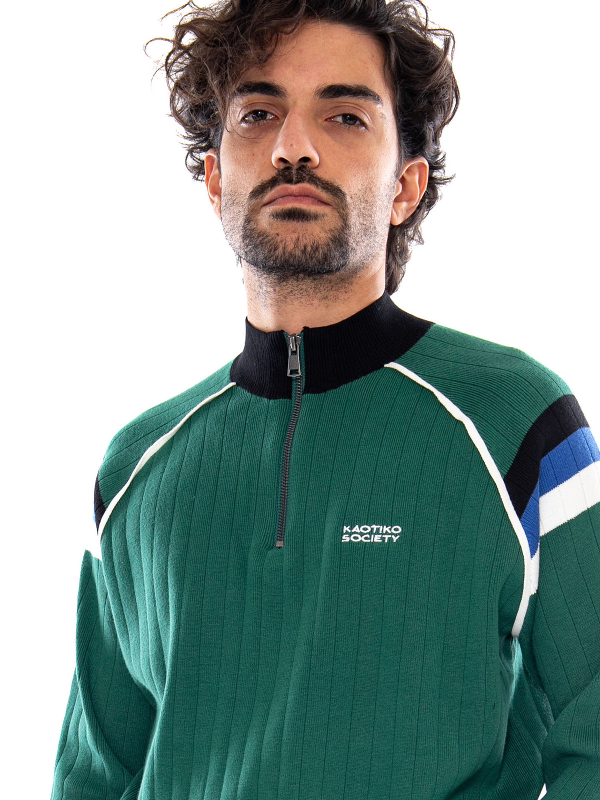 GREEN BREEZE ZIP CREW GREEN - Felpa con Zip Uomo Verde AT006 1910 KAOTIKO 
