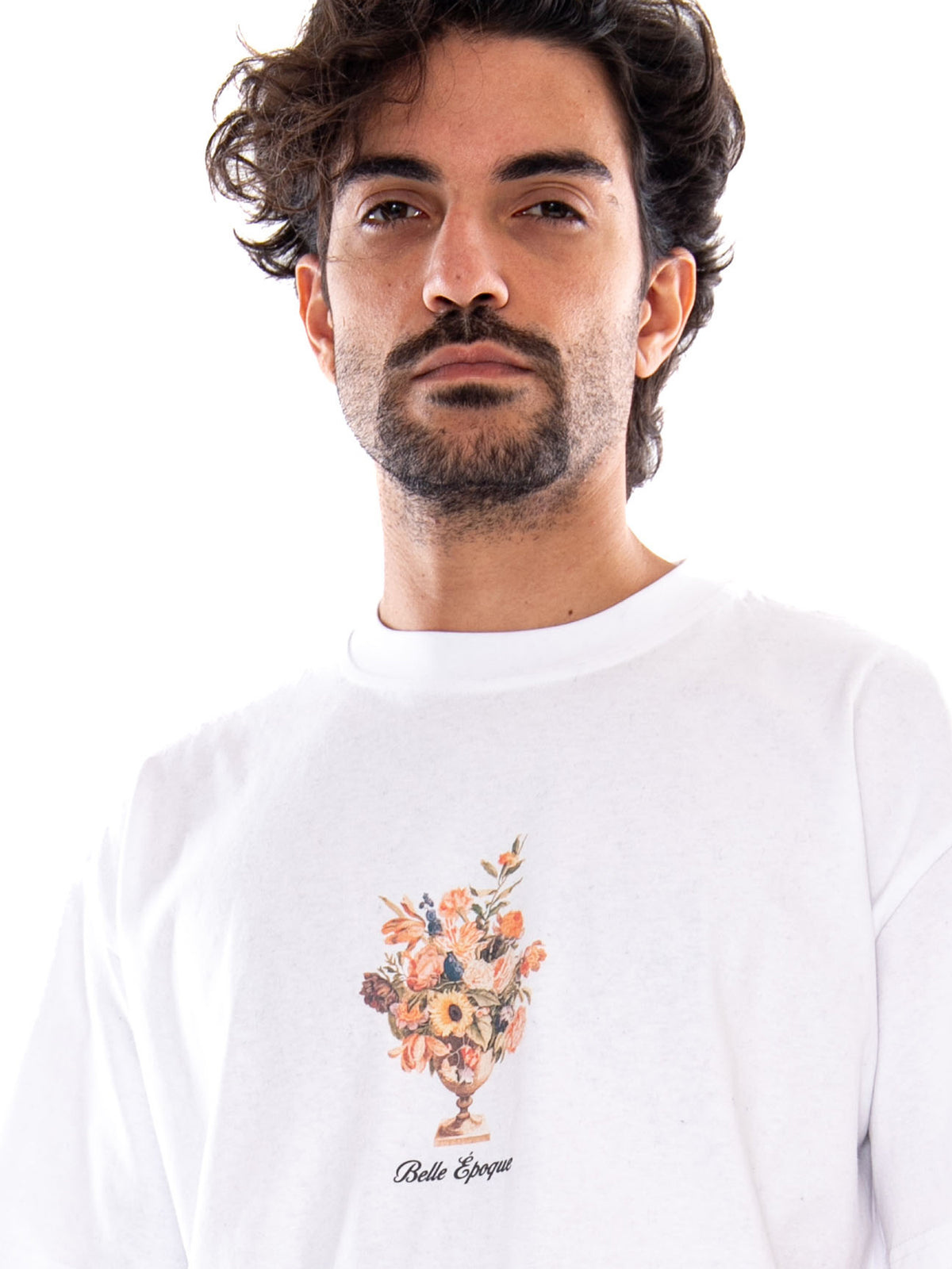 S/S Cropped Bouquet Organic Cotton White - T-Shirt Uomo Bianca AT029 G002 KAOTIKO 