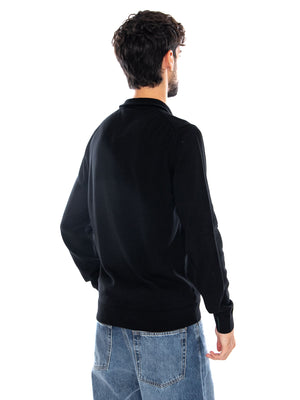 PULLOVER BLACK - Maglione Collo Alto con Zip Uomo Nero AH1980 031 LACOSTE 