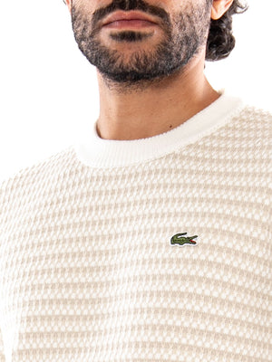 Lacoste Striped Pullover Beige - Maglione Uomo Beige a Righe AH8569 WL6 LACOSTE 