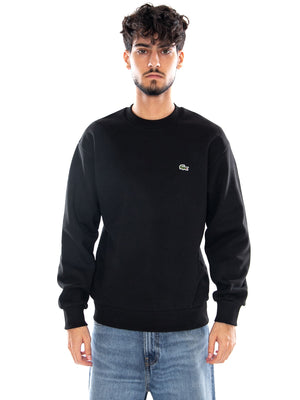 SWEATSHIRT BLACK - Felpa Girocollo Uomo Nera SH8868 031 LACOSTE 