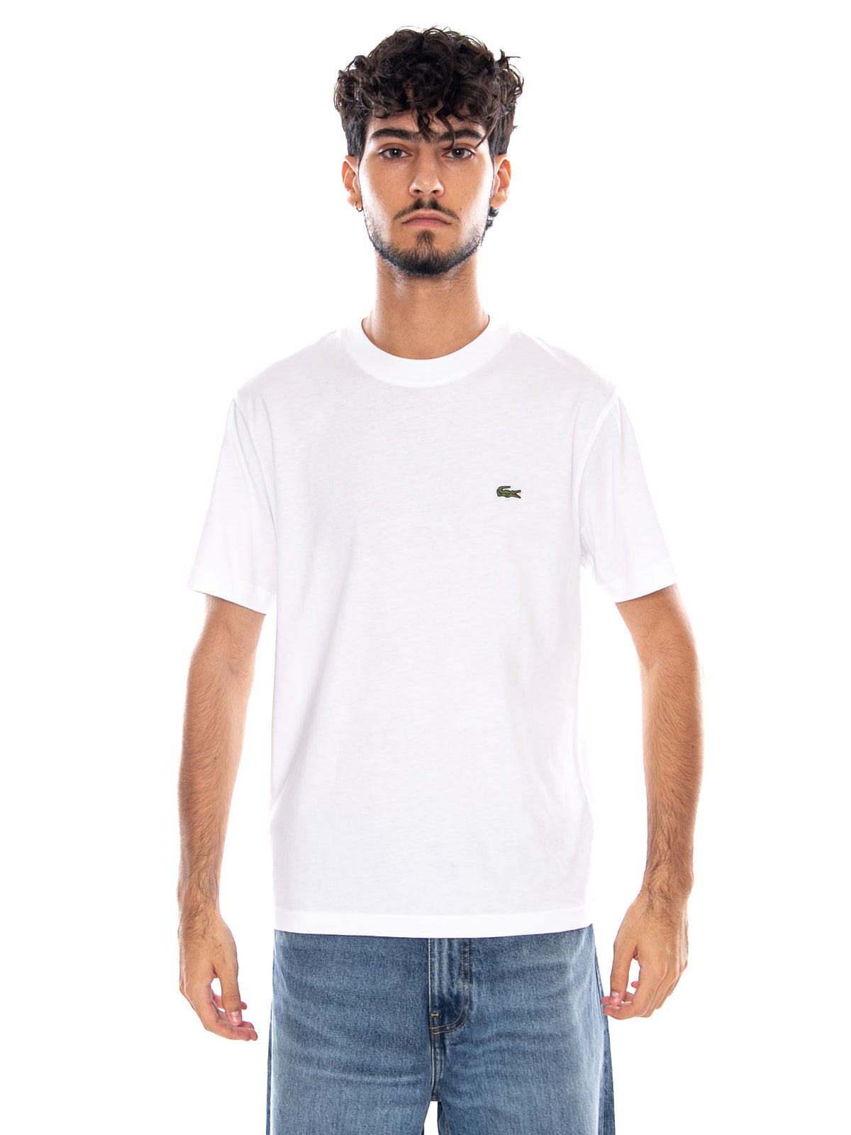 T-SHIRT WHITE - Maglietta Girocollo Uomo Bianca TH7318 001 LACOSTE 