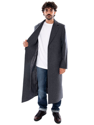 Lee Long Wool Car Coat Heather Grey - Cappotto in Maglieria Uomo Grigio Mélange 112386303 BLK LEE 