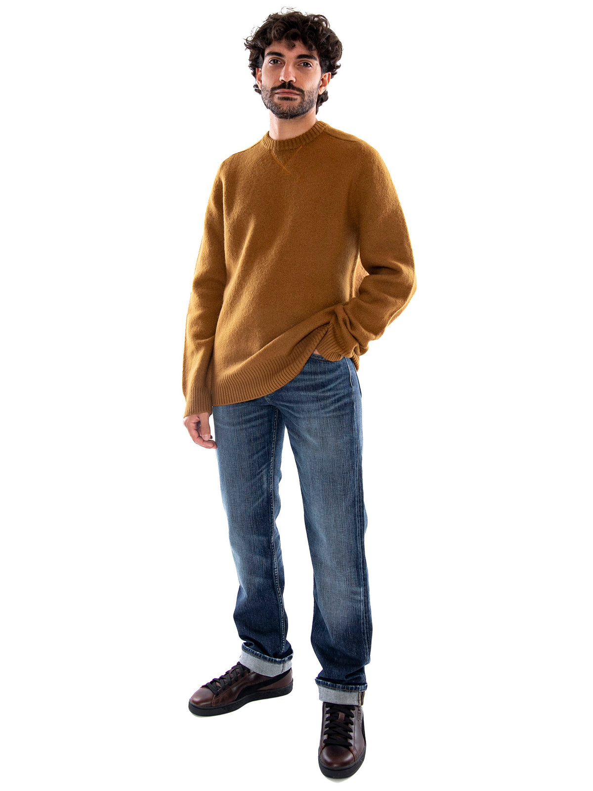 Lee Boiled Wool Sweater Dark Beige - Maglia Uomo Beige Scuro in Lana 112386616 BGE LEE 