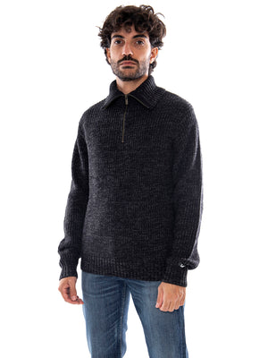 Lee Mock Neck Zip Black Gel Leather - Giacca Uomo Nera Effetto Pelle 112386618 BLK LEE 