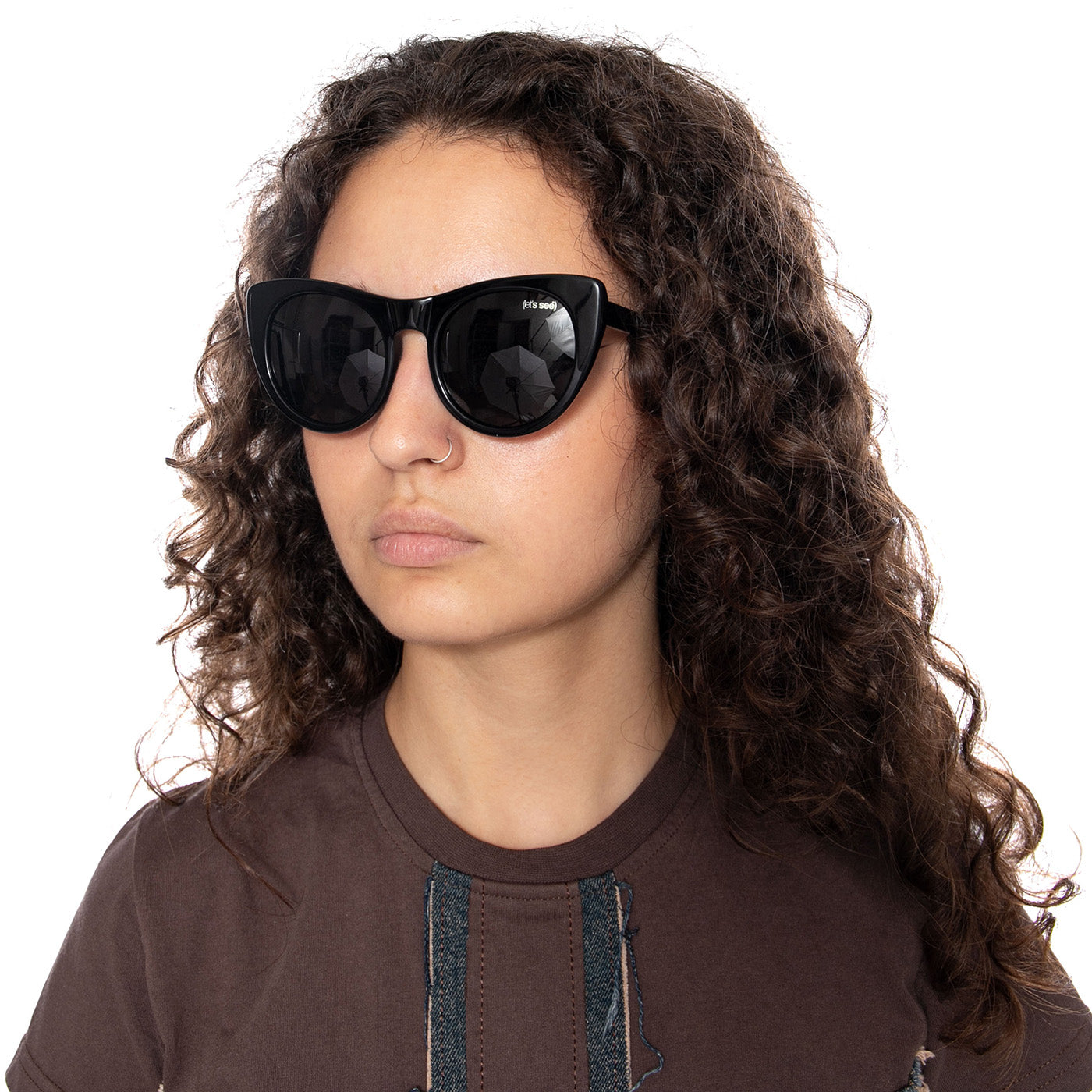 YC 31077 BLACK / BLACK - Occhiali da Sole Neri 31077 164 LET'S SEE 