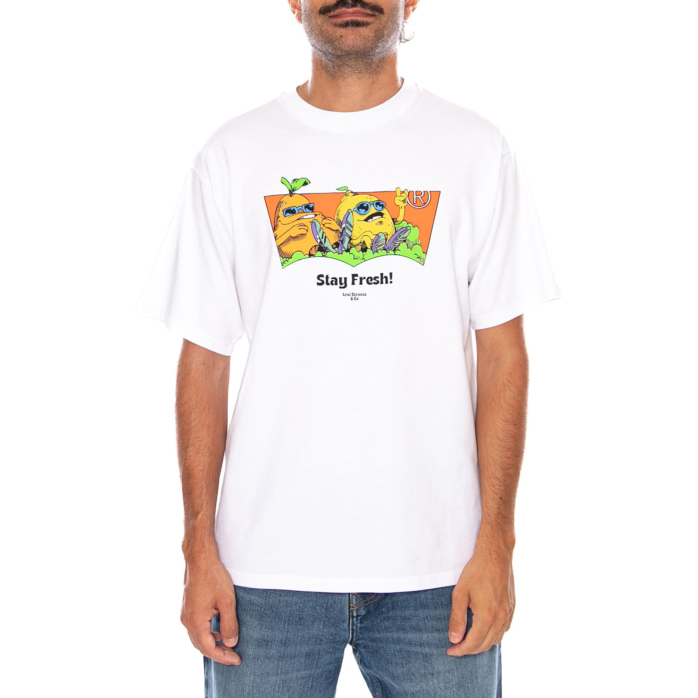 LSE_VINTAGE FIT GR TEE LEVI'S LOGO GRID 3 NEUTRAL - Maglietta Girocollo Uomo Bianca 0008C 0098 LEVIS 