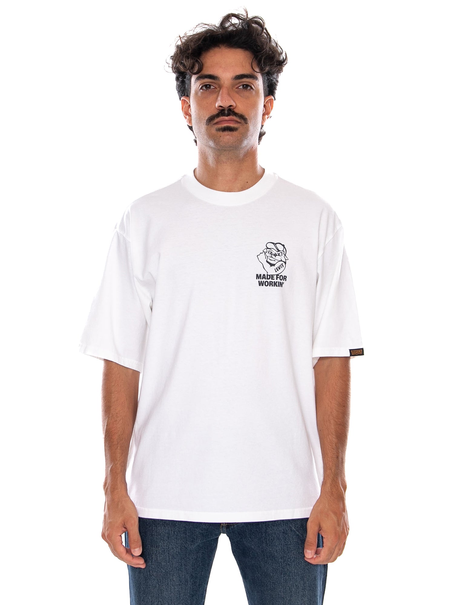 LEVI'S WW GR TEE MADE FOR WORKIN BRIGHT WHITE - Maglietta Girocollo Uomo Bianca 003XL 0006 LEVIS 