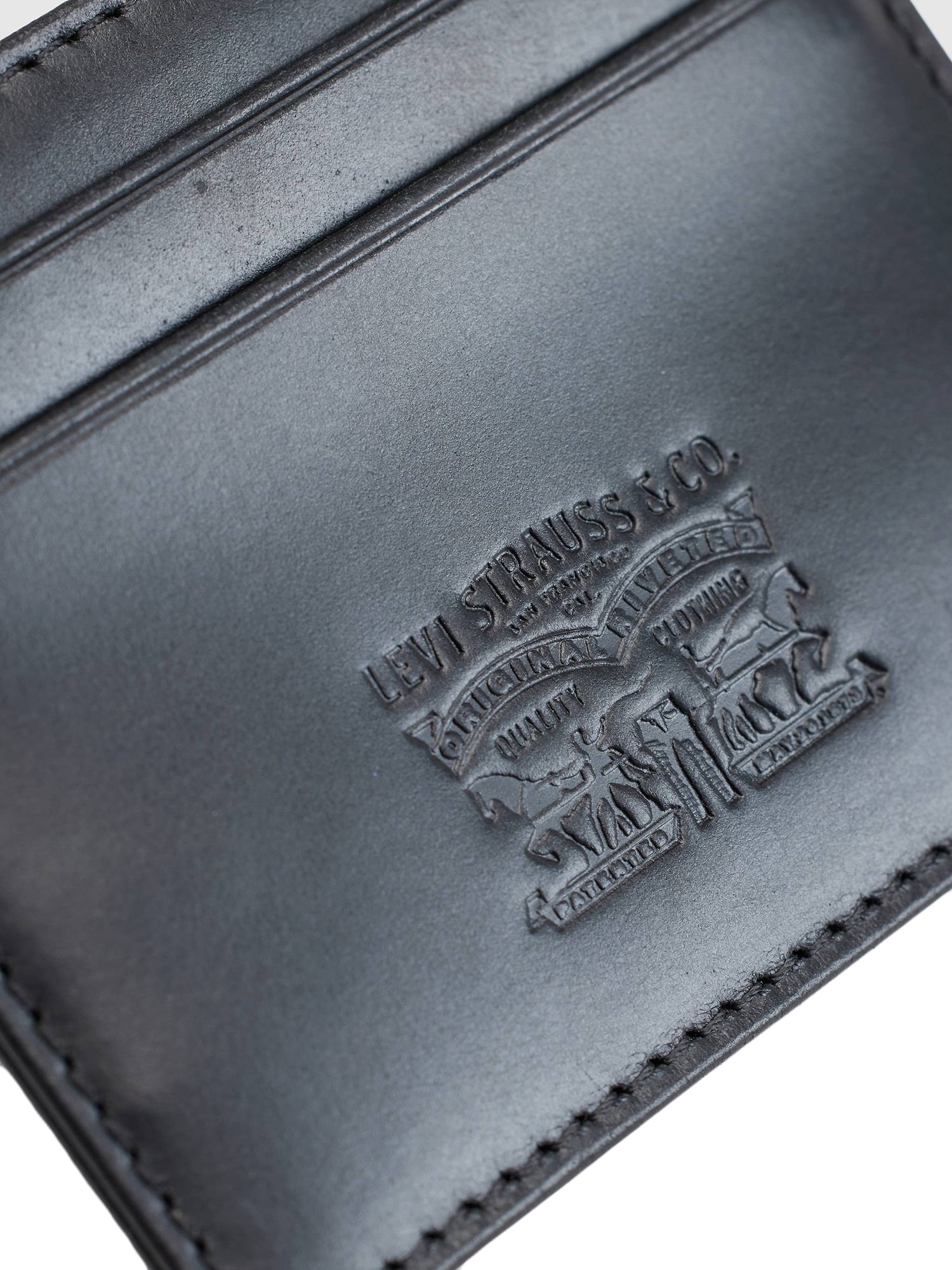 LEVI'S® LEATHER CARD CASE CAVIAR LEATHER BLACK - Portafoglio in Pelle Nero 005H1 0001 LEVIS 