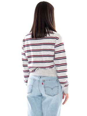 Levi's Super Soft LS Polo Jade Stripe Light Grey Heather - Maglia Donna Grigia a Righe 007VY 0001 LEVIS 